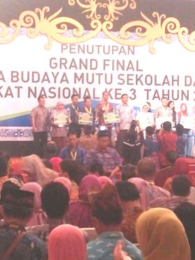 Peserta dari kota Depok perwakilan Provinsi Jabar menangkan diGrand Final Budaya Mutu kategori MBS dan Komponen Pembelajaran. 