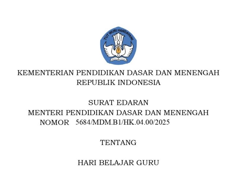 Kemendikdasmen Resmi Canangkan “Hari Belajar Guru” Untuk Tingkatkan Profesionalisme Pendidik