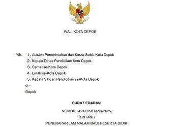 Wali Kota Depok Terbitkan Surat Edaran Penerapan Jam Malam Bagi Peserta Didik