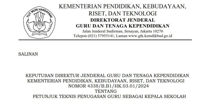 Kepdirjen GTK: Masa Tugas Plt KS Ditetapkan Paling Lama 3 Bulan