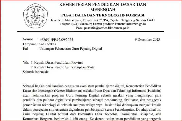 1.450 Guru Disiapkan Jadi Penggerak Digital Sekolah Lewat Program Baru Kemendikdasmen