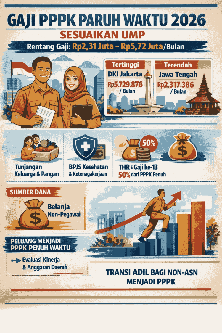 Gaji PPPK Paruh Waktu 2026 Disesuaikan UMP, Ini Rentang dan Ketentuannya