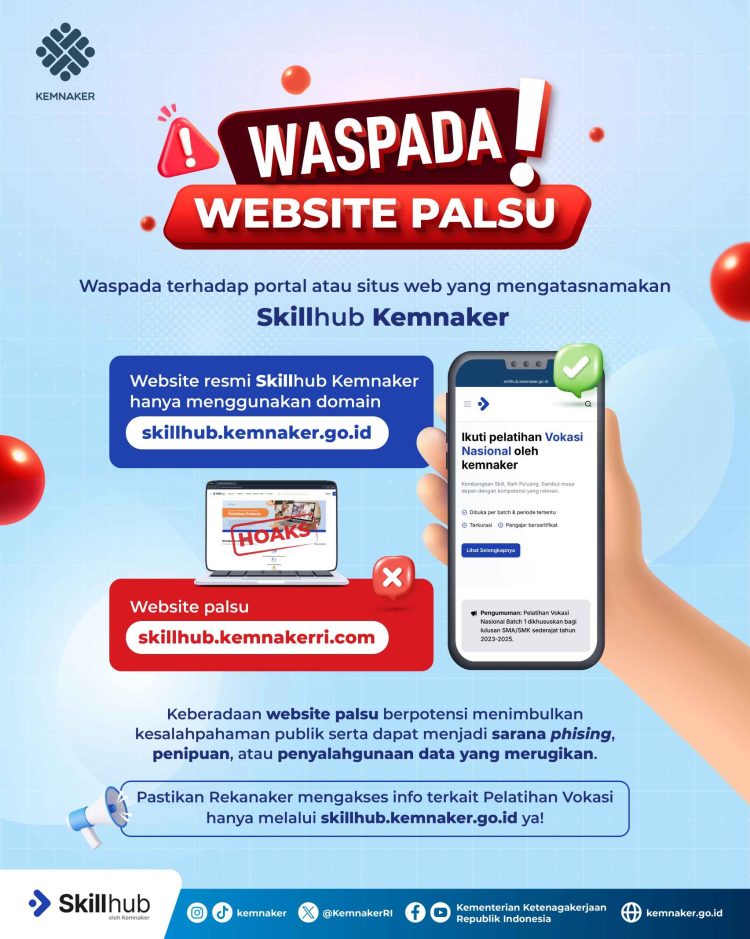 Kemnaker Minta Masyarakat Waspadai Situs Palsu Mengatasnamakan Skillhub