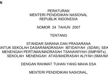 Permendiknas Nomor 24 Tahun 2007 Jadi Acuan Standar Sarana dan Prasarana Sekolah