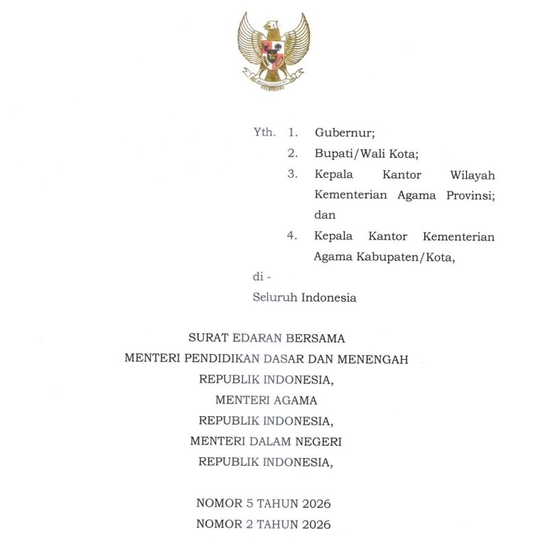 Tiga Menteri Terbitkan Surat Edaran Pembelajaran Ramadan 1447 H/2026 M, Ini Jadwal dan Ketentuannya