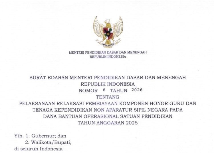 SE Mendikdasmen 6/2026 Izinkan Sekolah Gunakan Dana BOSP untuk Honor Guru Non-ASN