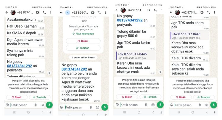 Kepsek di Depok Diteror Pesan WhatsApp Mengatasnamakan Wartawan, Minta Transfer Rp500 Ribu