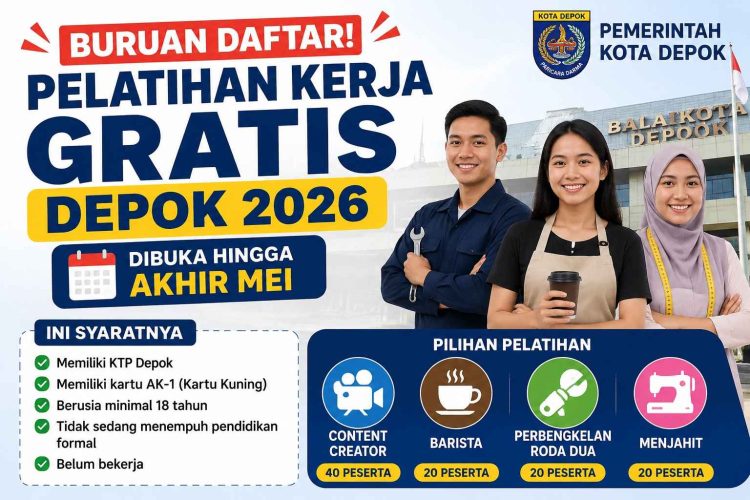 Buruan Daftar! Pelatihan Kerja Gratis Depok 2026 Dibuka hingga Akhir Mei, Ini Syaratnya